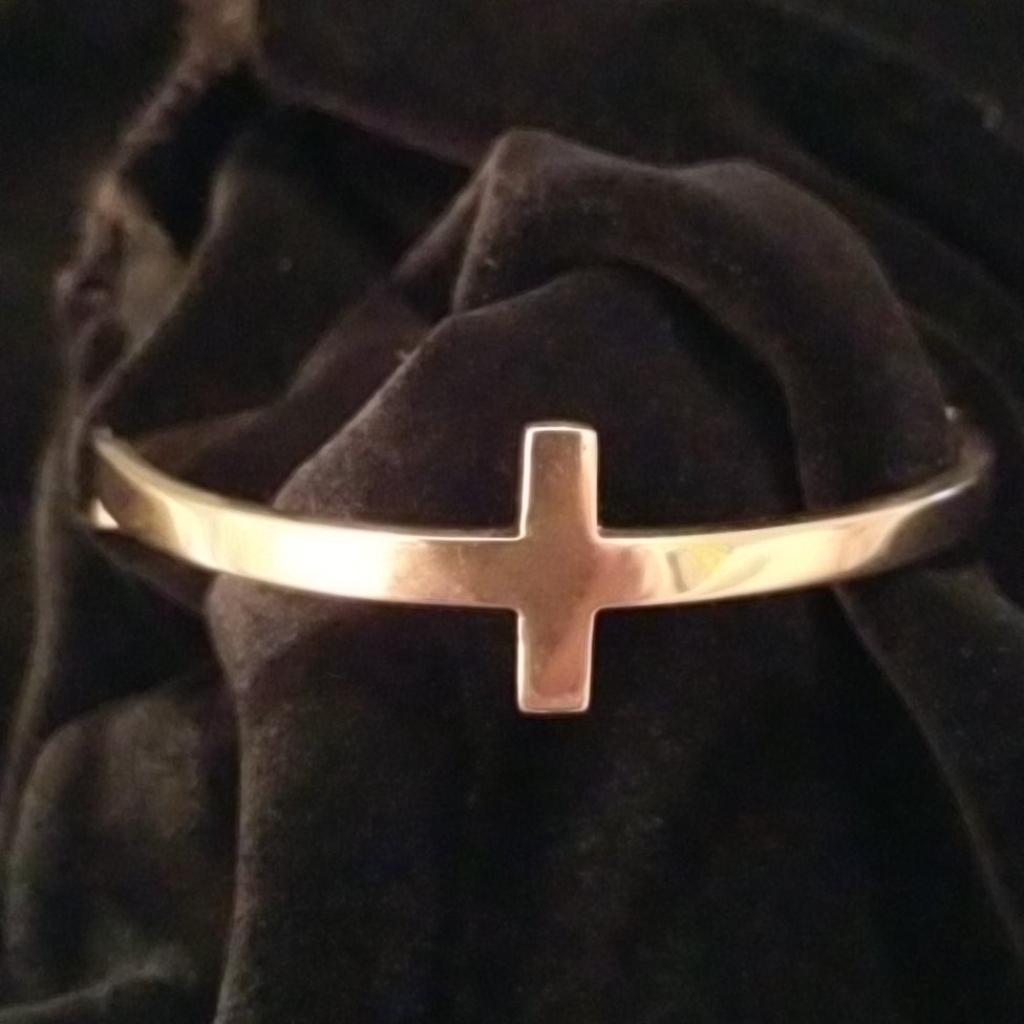 Stainless Steel Gold Tone Cross Bracelet